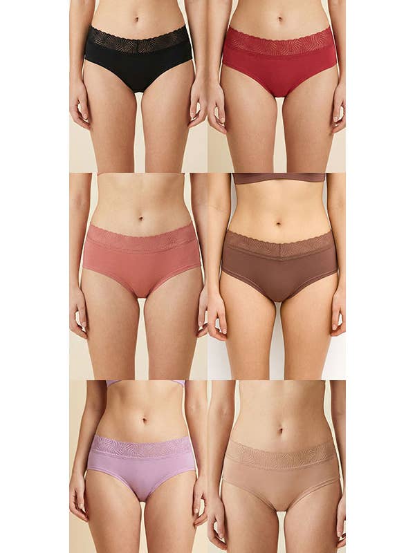 Women's Super Soft Bikini Panty Elastic Lace Band-33586-PTY for wholesale by Best Underwear Line