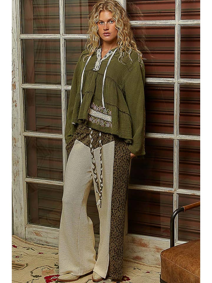 Pol Clothing - Wholesale Hoodie – Women's - Long Sleeve Double Gauze Embroidery Shirring Woven Top23