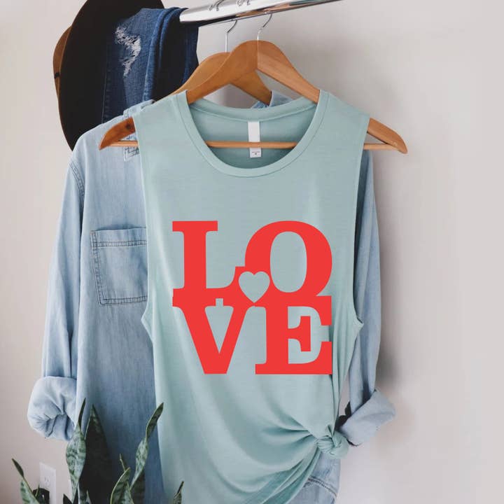 STARCHIS - Vente Débardeur – femme - Débardeur en jersey pour femme avec graphique de cœur *Best* LOVE3