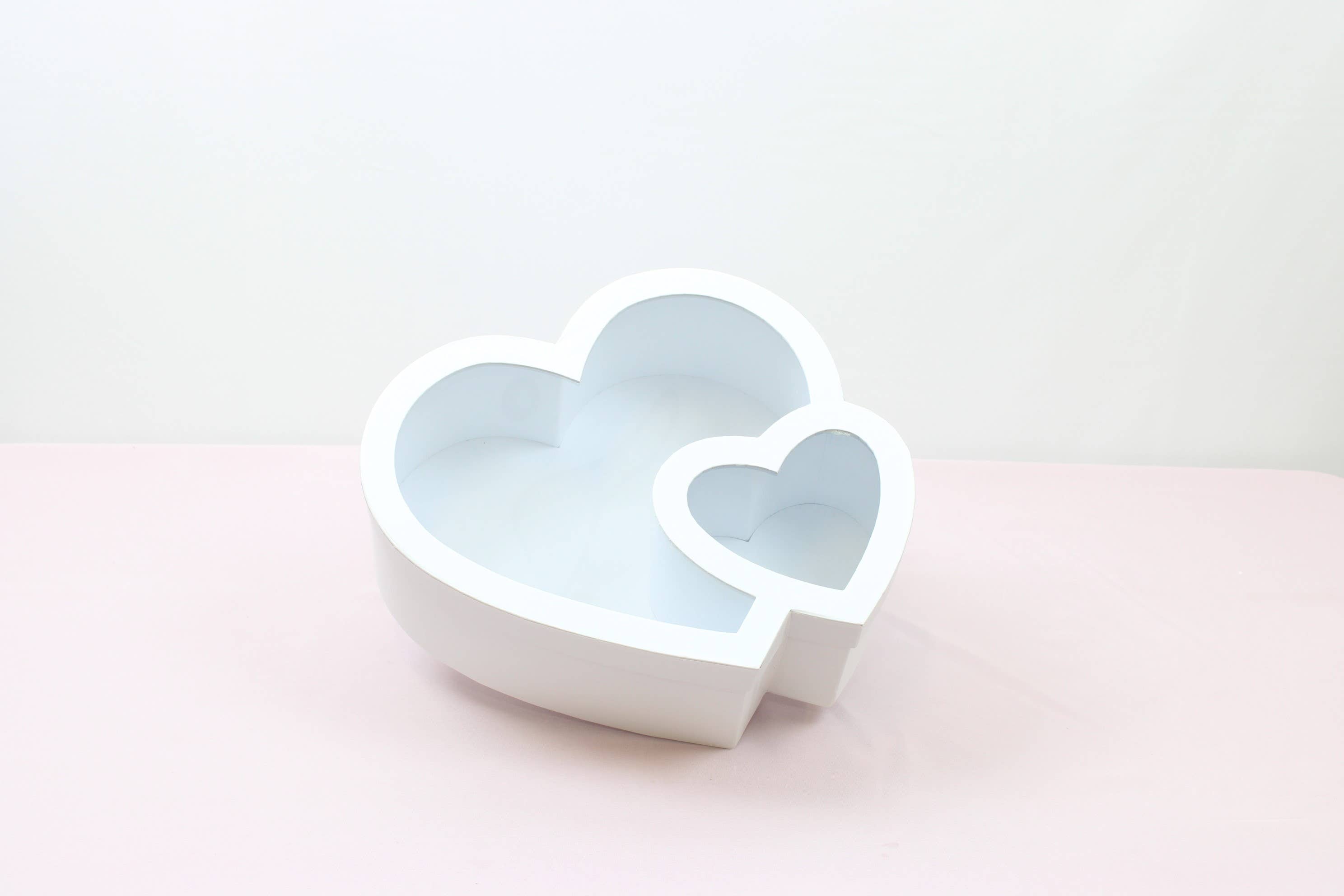 Elegant Design Supply - Wholesale Gift Box - Double Heart Flower Gift Box with Lid - Various Colors - For Preserved/ Eternal Rose / Gift / Chocolate Strawberries Arrangements6