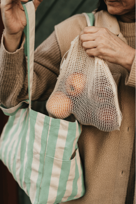 OMOM - Wholesale Grocery/Shopping Bag - Organic Tote LOW - Striped 1