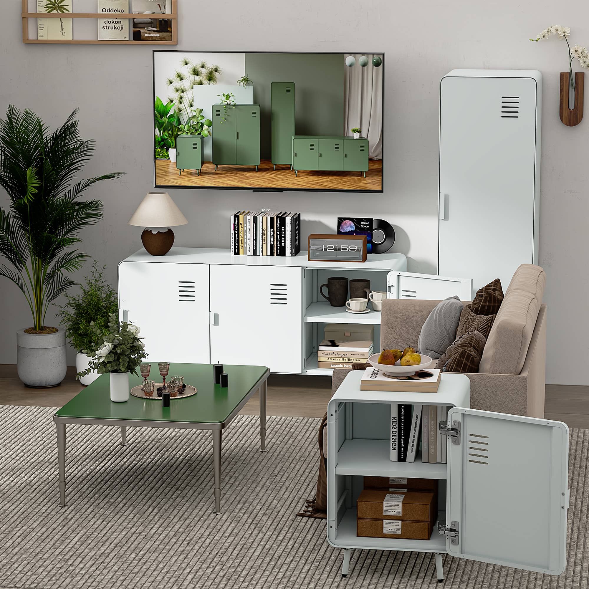 39F Inc. - Wholesale Console Table - Industrial TV Stand - Grey Green/Green/White31