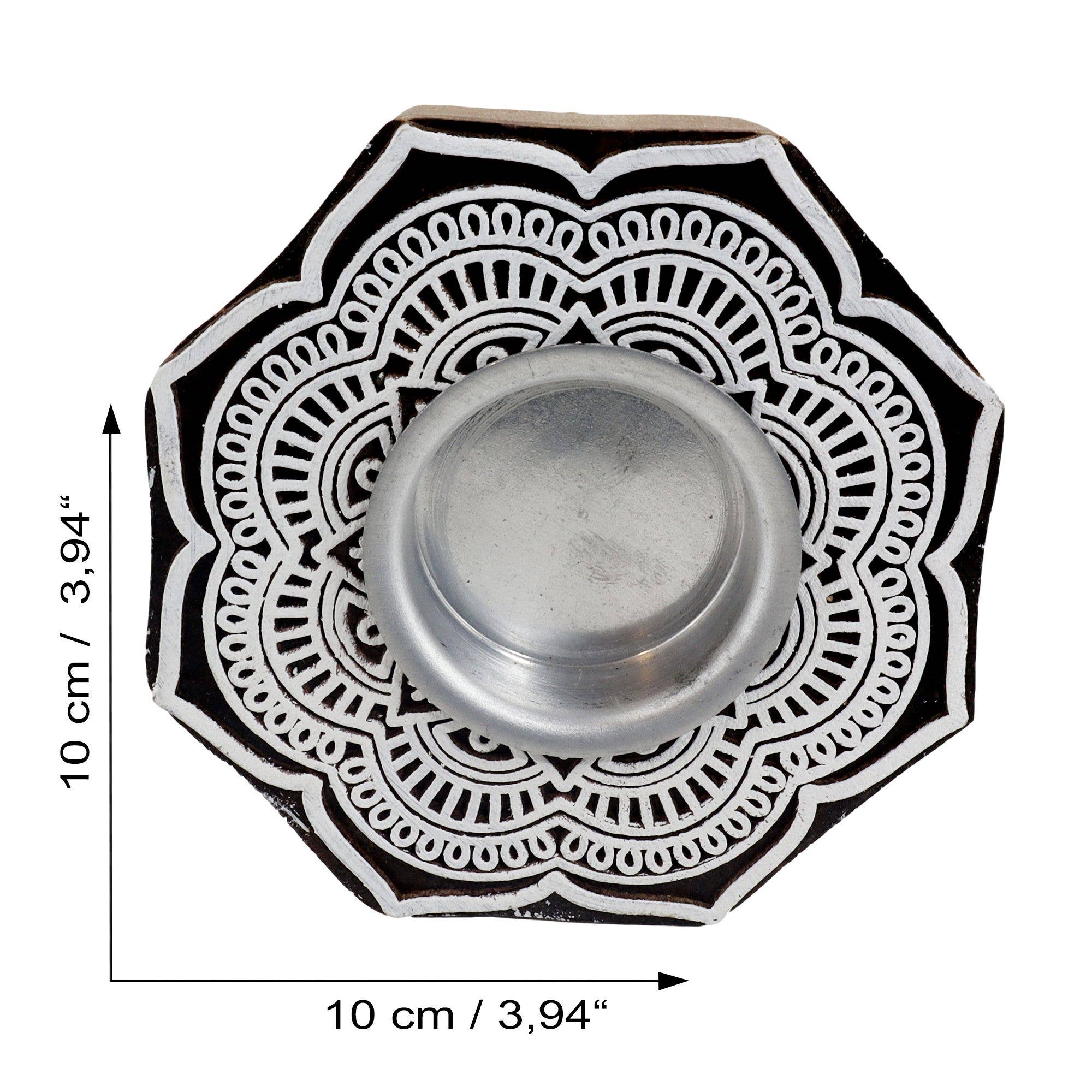 Tribal Trade GmbH - Wholesale Candle Holder - Tealight holder wood rosette large flower candle holder4