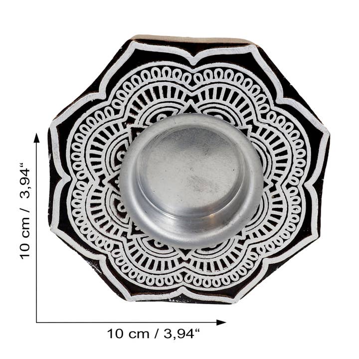 Tribal Trade GmbH - Wholesale Candle Holder - Tealight holder wood rosette large flower candle holder4