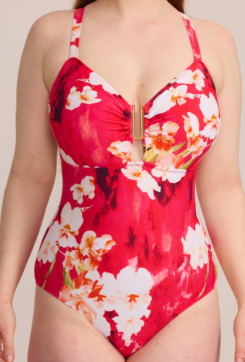 C'MELODIE - Wholesale One Piece Swimsuit - Women's - Plus Size – Floral One-Piece Swimsuit HMD-047 FLOWER2