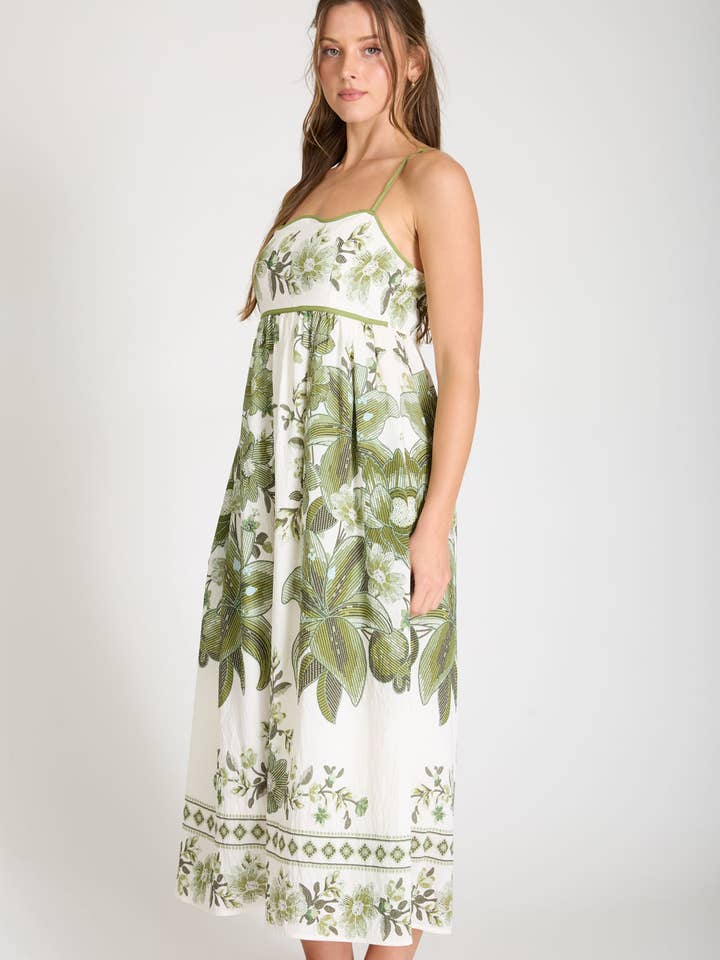 Blu Pepper - Wholesale Dress - Women's - POSITANO FLORAL PATTERN SPAGHETTI STRAP MIDI DRESS11