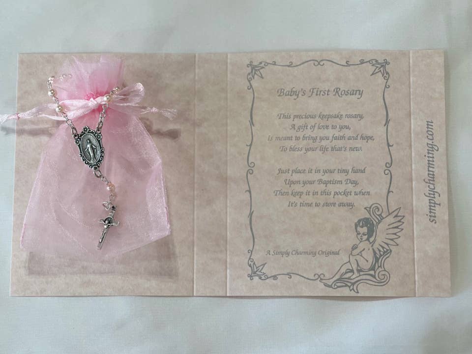 Simply Charming - Wholesale Prayer Beads Necklace - Keepsake Baby'S First Rosary Gift Boxed2