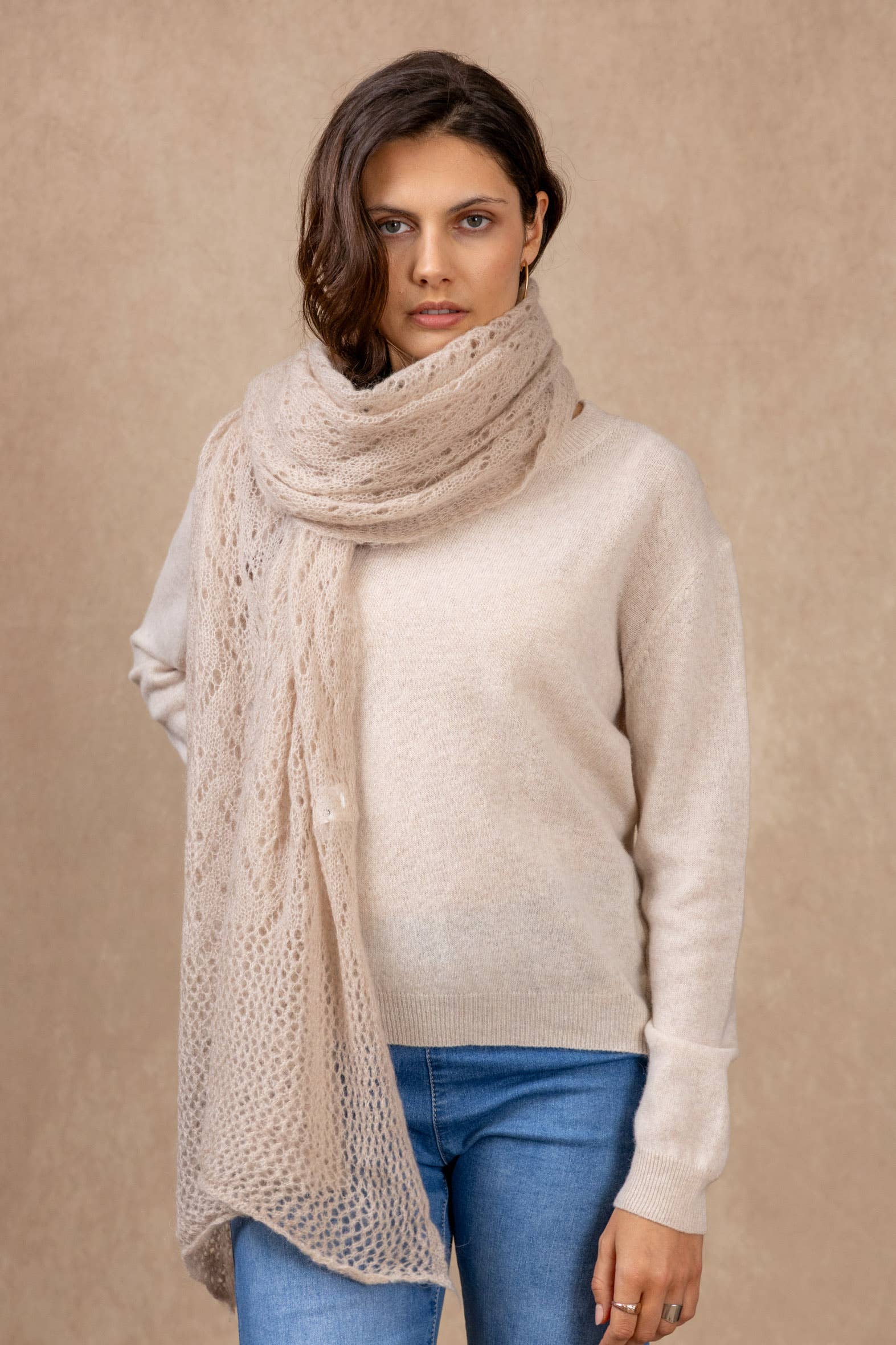 NAÏS PARIS - Wholesale Scarf - Women's - OPENWORK MOHAIR WOOL SHAWL35