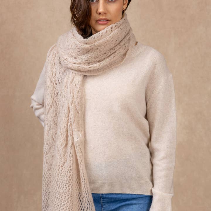 NAÏS PARIS - Wholesale Scarf - Women's - OPENWORK MOHAIR WOOL SHAWL35