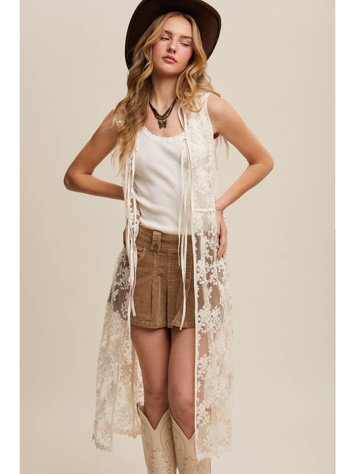 Listicle - Wholesale Outerwear Vest - Women's - Sheer Floral Embroidered Lace Vest10
