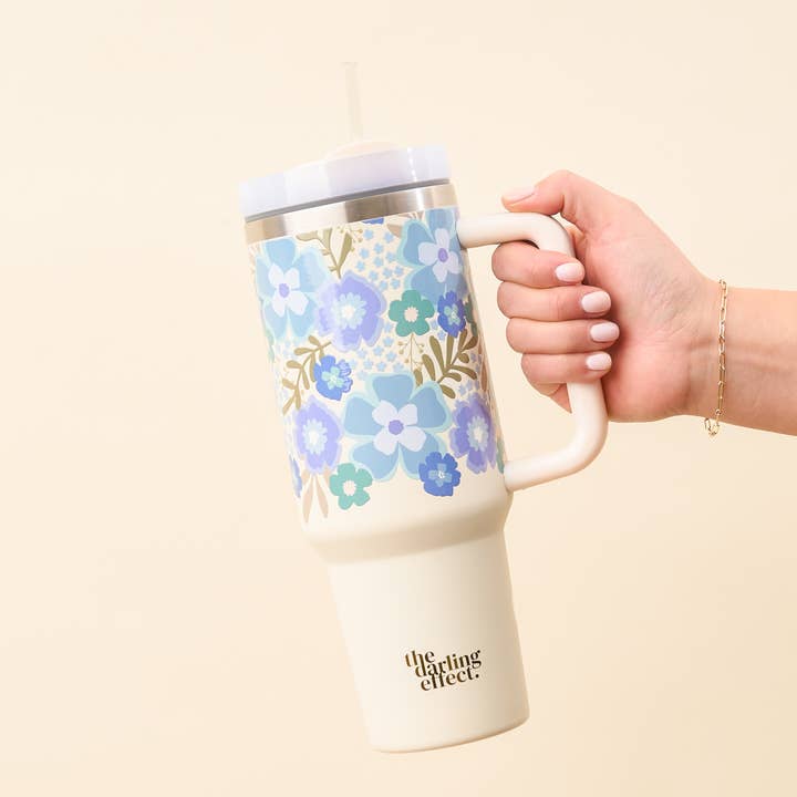 The Darling Effect - Wholesale Insulated Mug/Tumbler - 40 oz Take Me Everywhere Tumbler-Beyond Blooms Blue Green