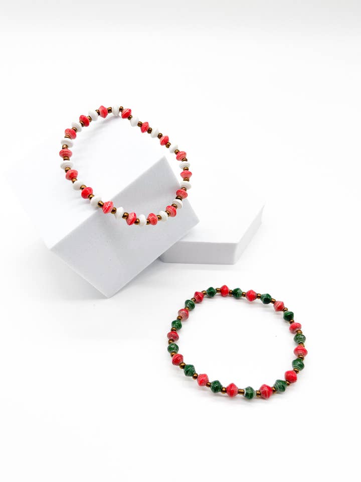 Christmas Holiday Stretchy Bracelet for wholesale by The Bead Project by TWOPU