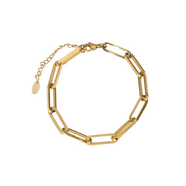 Long Links Bracelet in Gold for wholesale by White Leaf