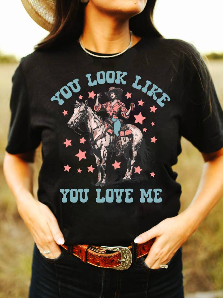 You Look Like You Love Me Graphic Tee - Heather Black for wholesale by Ali Dee