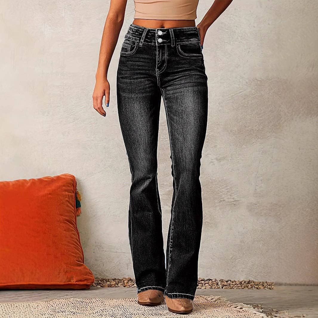 SALINA TRADING INC - Wholesale Jeans - Women's - Women Fashion Retro Stretch Slim Fit Flared Jeans5