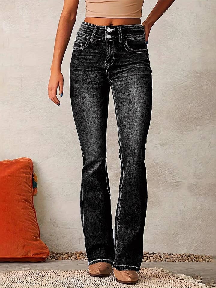 SALINA TRADING INC - Wholesale Jeans - Women's - Women Fashion Retro Stretch Slim Fit Flared Jeans5