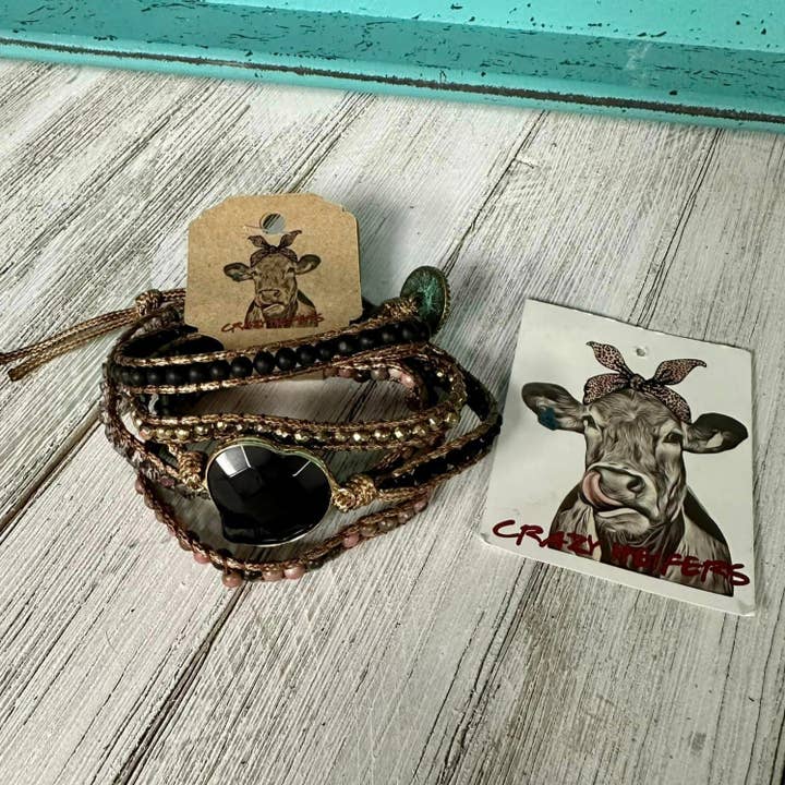 Crazy Heifers Wholesale - Wholesale Jewelry Set - 5-Strand Heart Wrap Bracelets