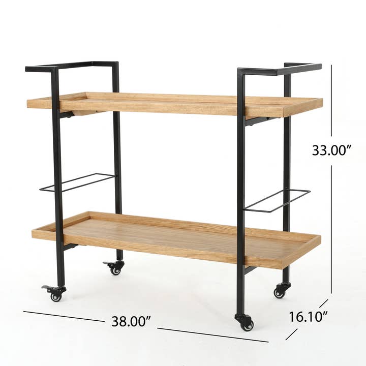 39F Inc. - Wholesale Bar Cart - Industrial Bar Cart with Wood Shelves and Locking Casters17