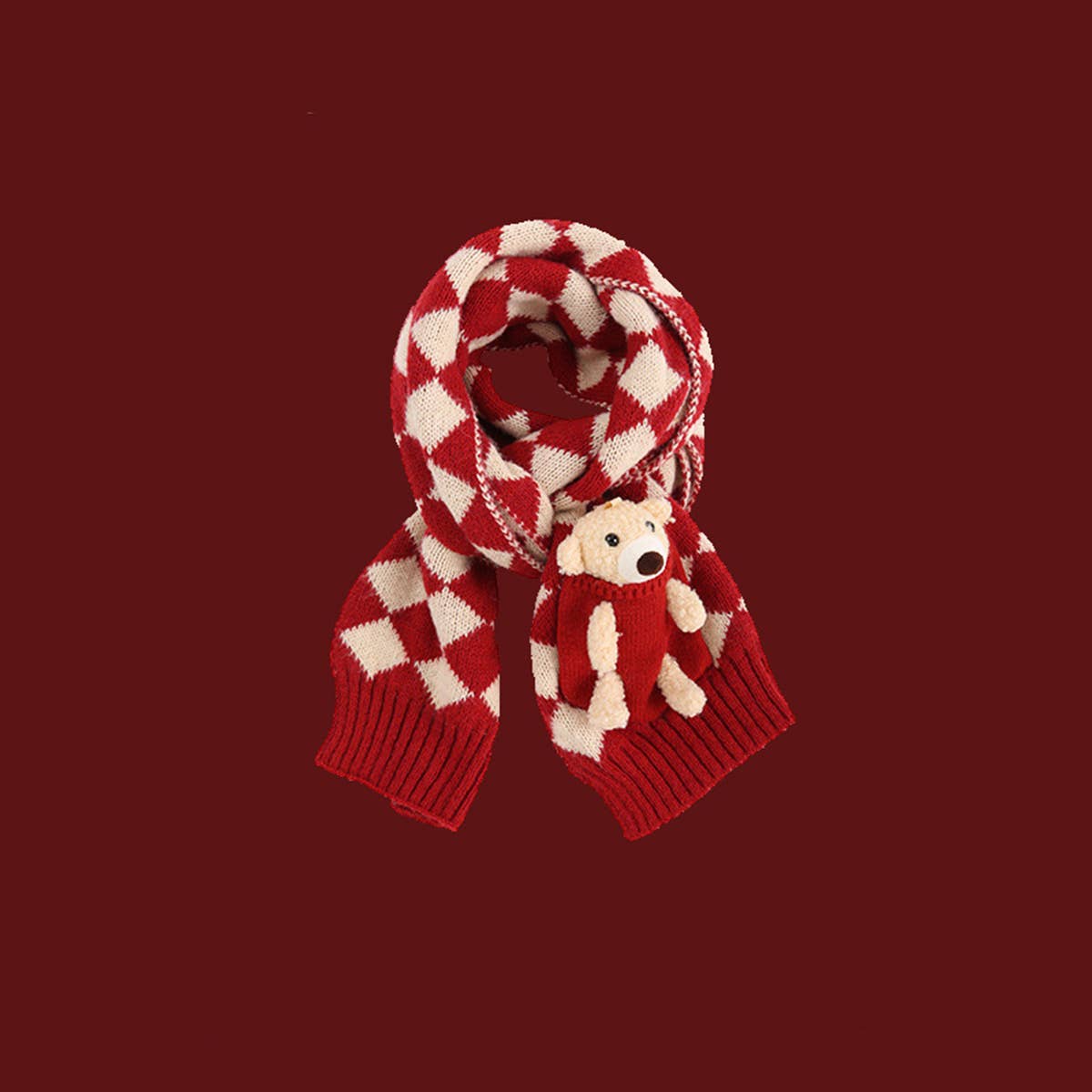 ACCITY - Wholesale Scarf - Women's - Red Knit Scarf - Cozy Winter Christmas Gift_CWASC15006
