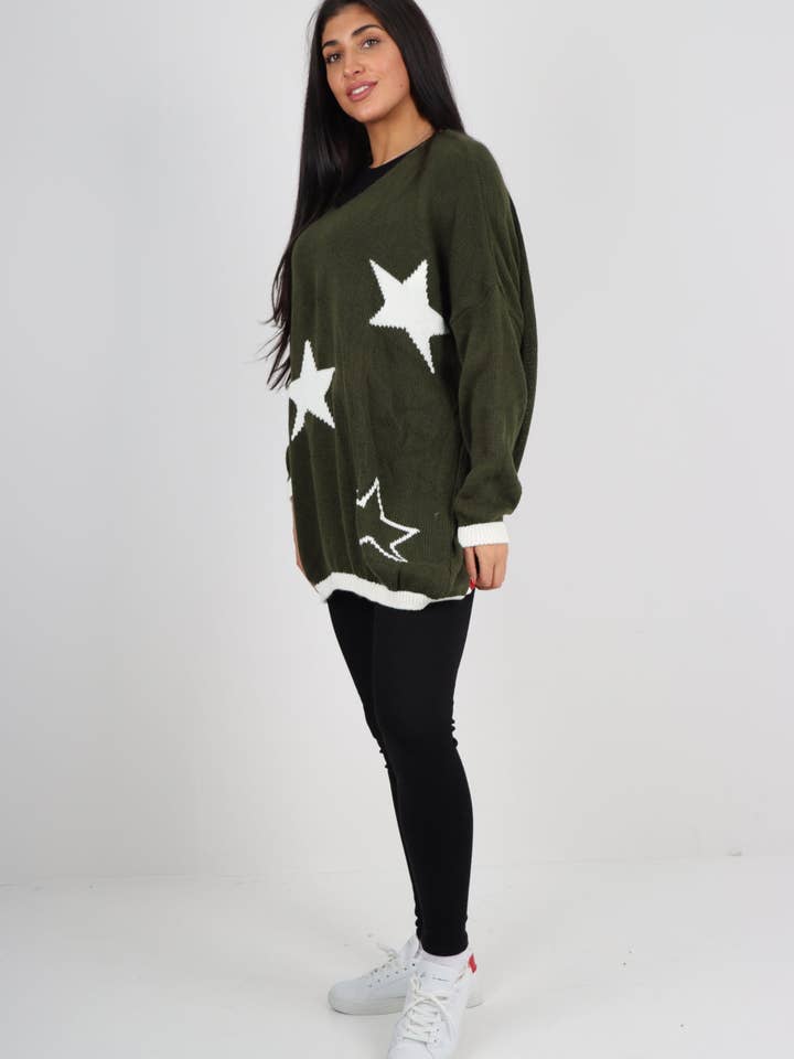 Miss Bold – wholesale Tunic sweater – Women’s – Italian Oversized Star Print Long Sleeve Jumper22