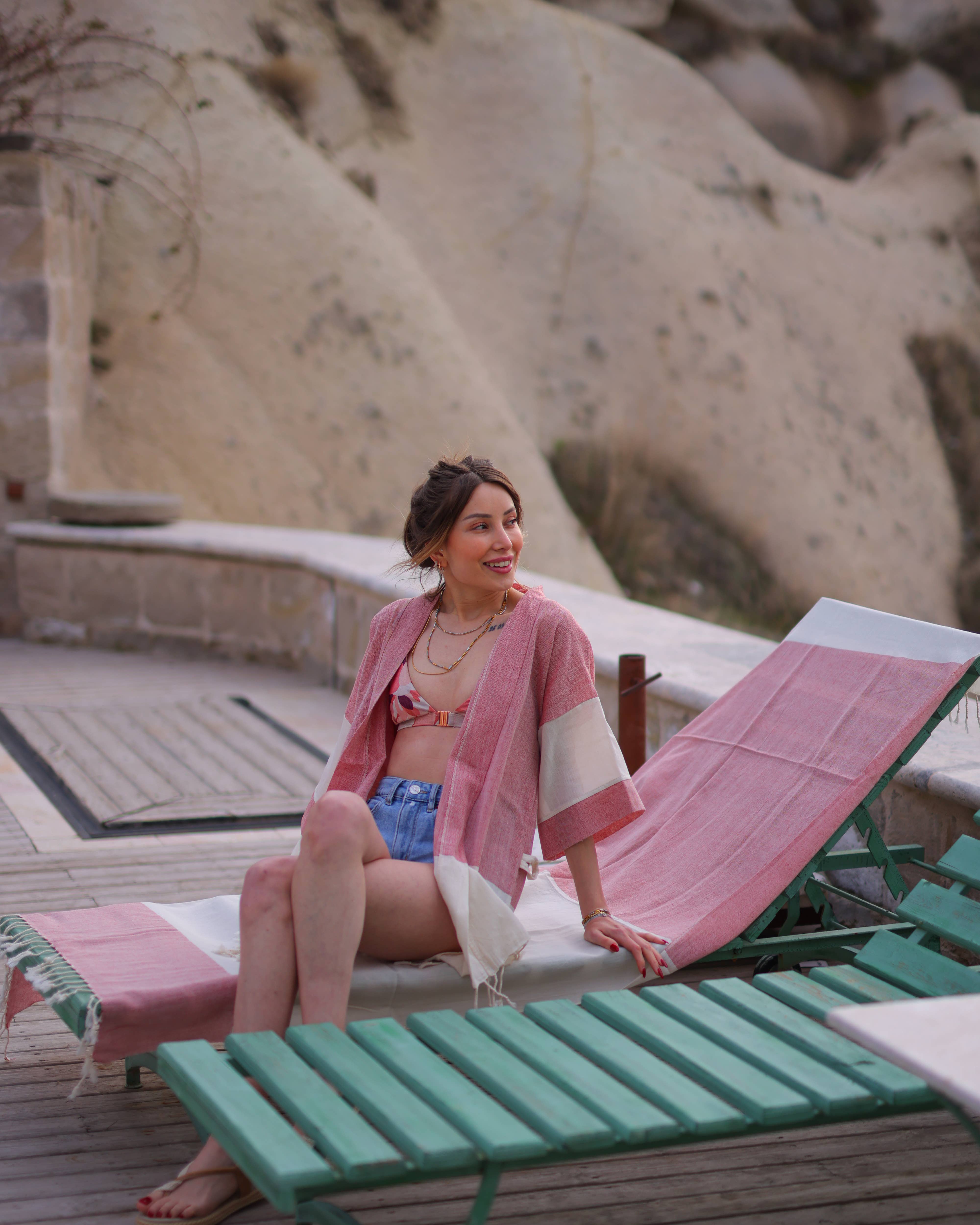 Moa - Wholesale Swim Cover Up - Women's - Striped Orange Beach Cover Up 7