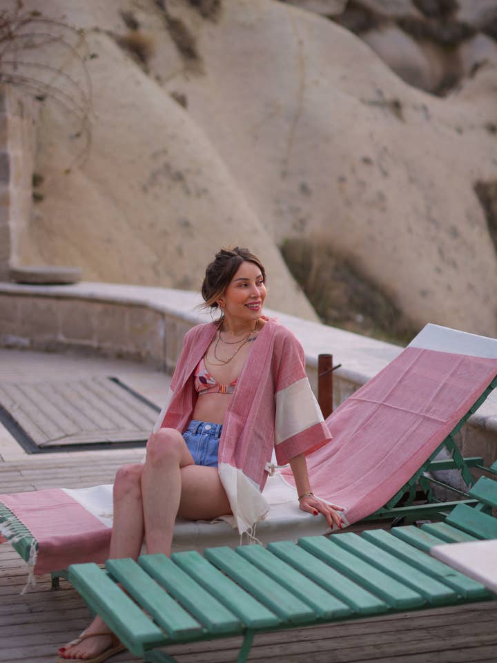 Moa - Wholesale Swim Cover Up - Women's - Striped Orange Beach Cover Up 7