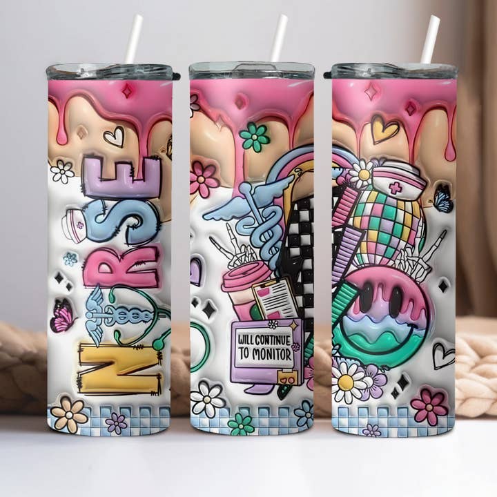 3D Nurse Lightning Bolt Tumbler for wholesale by Wicked Flower Creations
