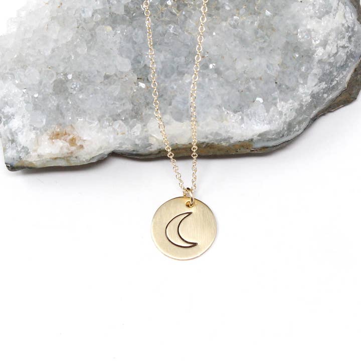 Crescent Moon Stamped Necklace for wholesale by Crafts & Love