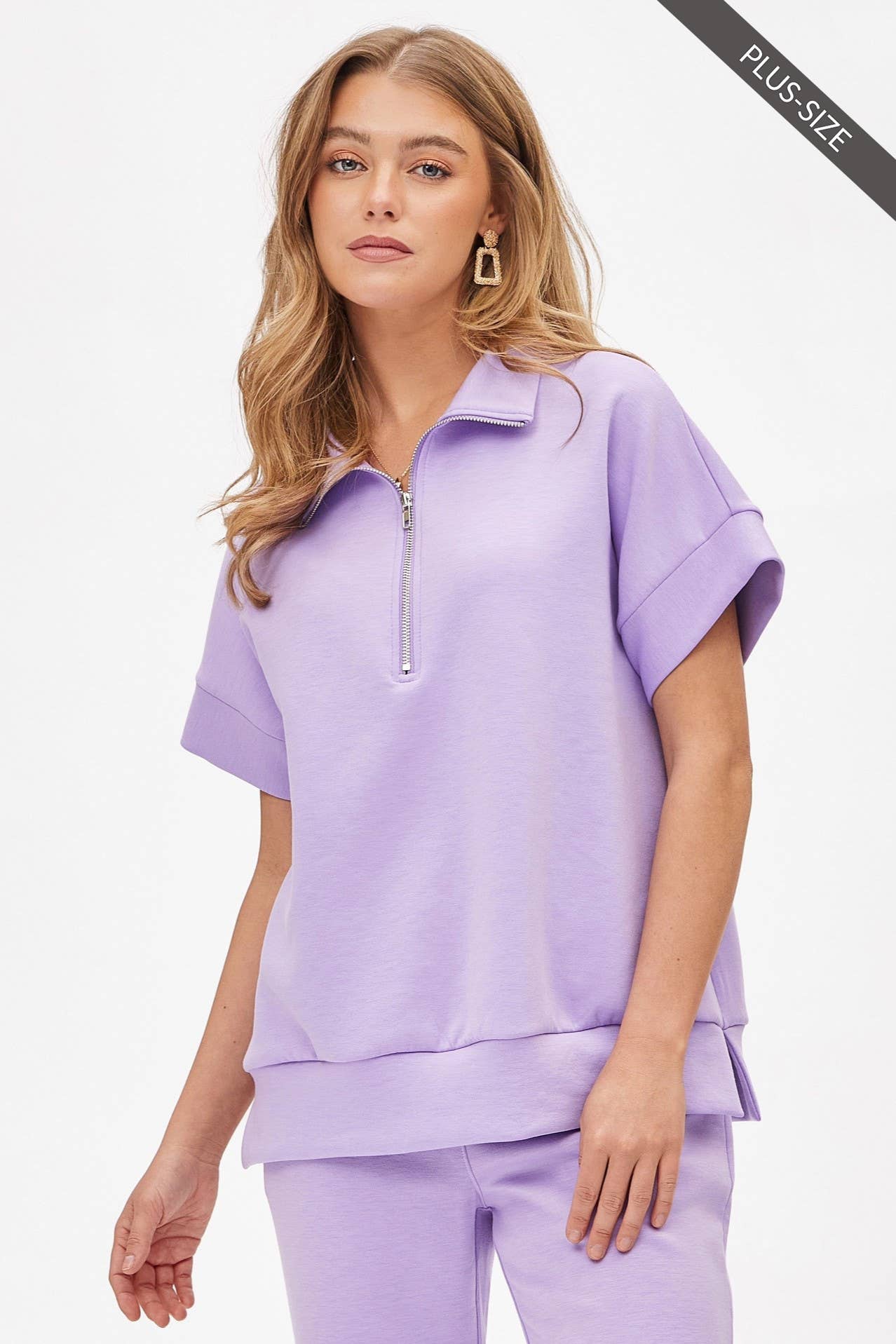 Dear Scarlett - Wholesale Lounge Set - Women's - PLUS SIZE Quarter Zip + Pants Modal Set TRVSET-CATALINAP4