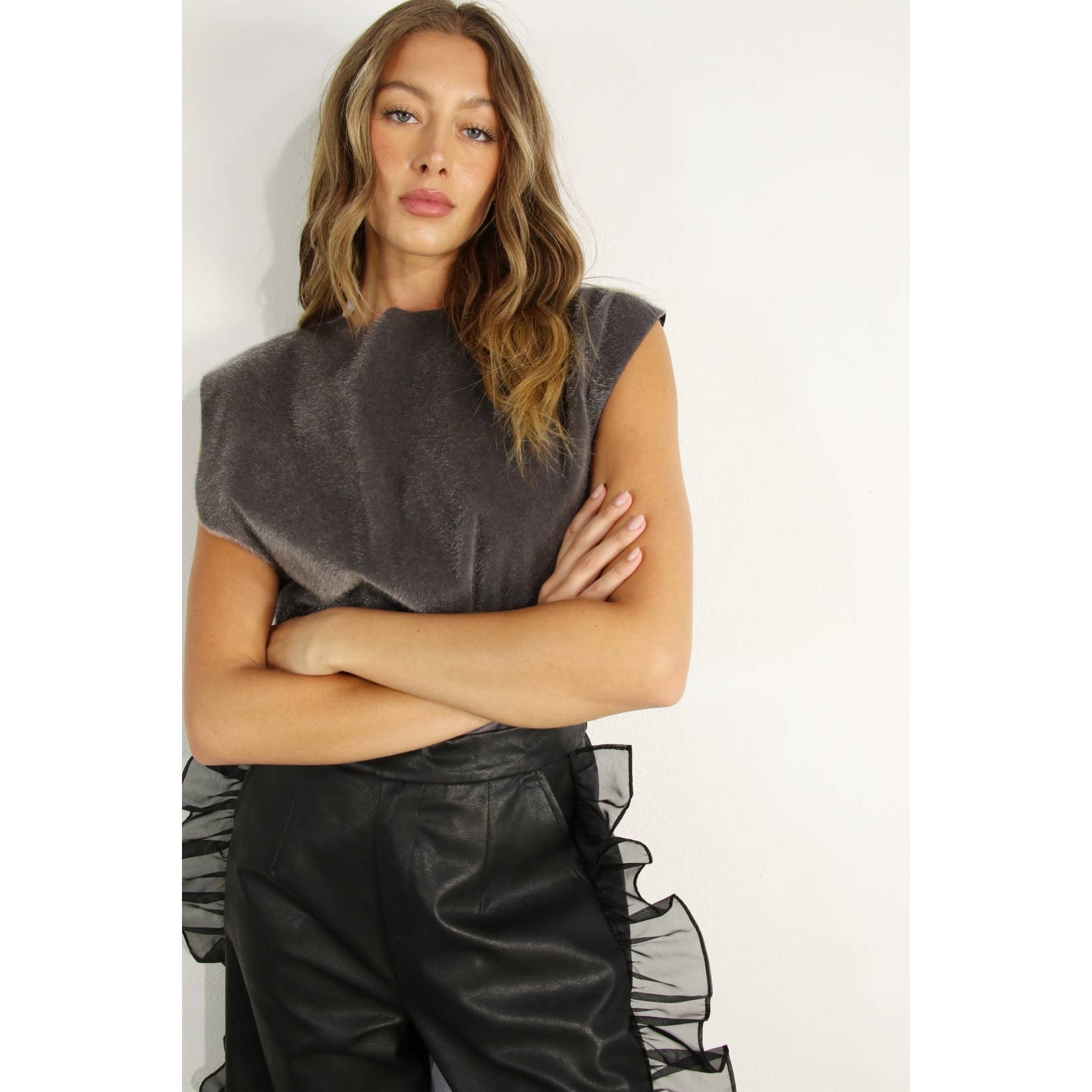 Mulla – wholesale Outerwear Vest - Women’s – FAUX FUR MIXED VEST8