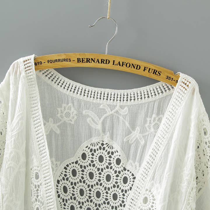 Funkyrel® Atzbranding Limited - Wholesale Cardigan - Women's - Crosa - Lace Open Front Cardigan with Batwing Sleeves