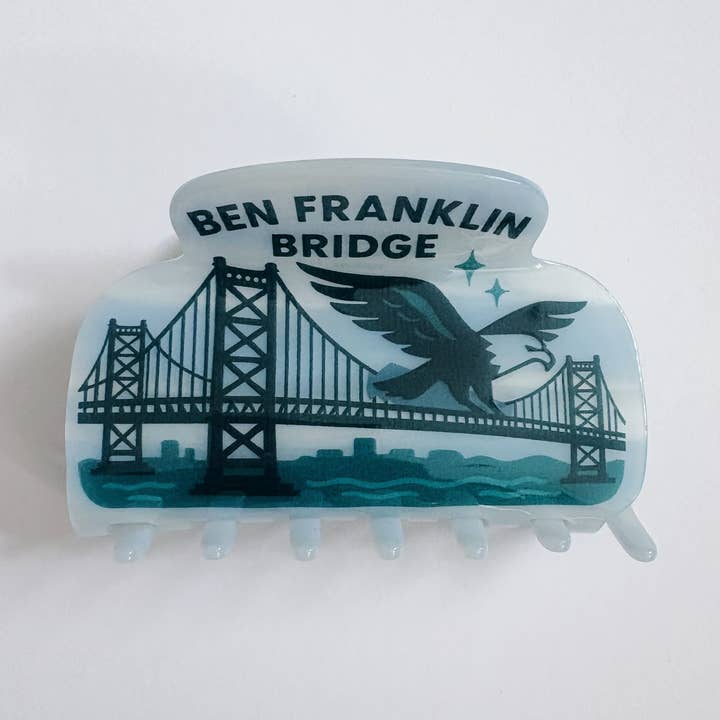 Ben Franklin Bridge Hair Claw Clip ~ Philadelphia for wholesale by GeoMetricGem