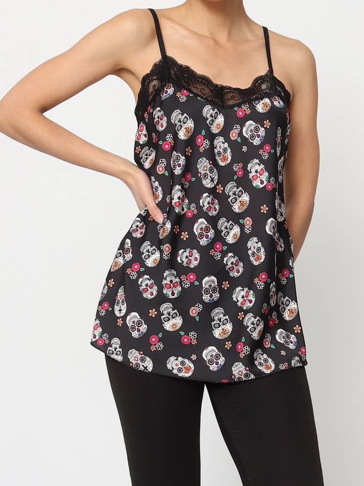 Printed tank top with straps 8845-04 for wholesale by Lucky Nana