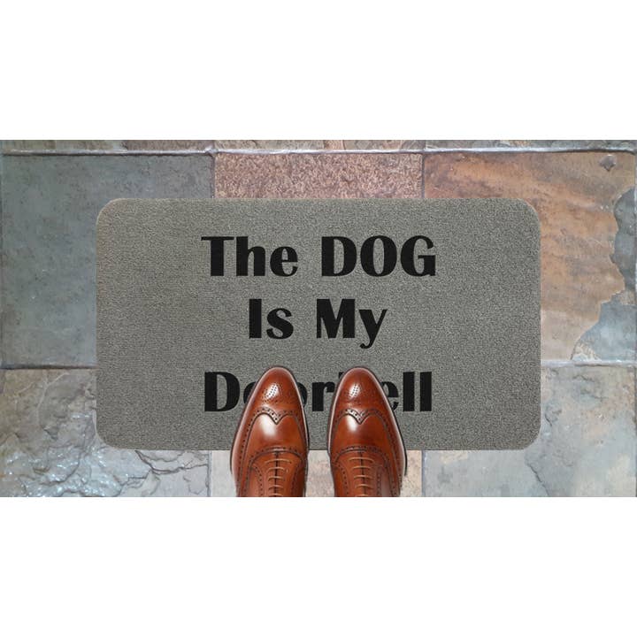 The Dog Is My Doorbell Grey Synthetic Coir for wholesale by ARTISANKISS