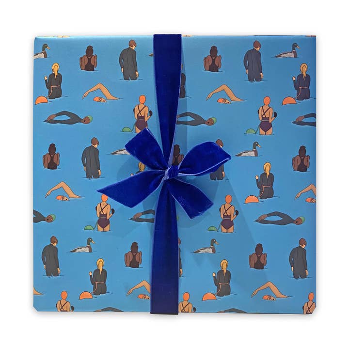 Wild Swimming Wrapping Paper for wholesale by Neon Magpie