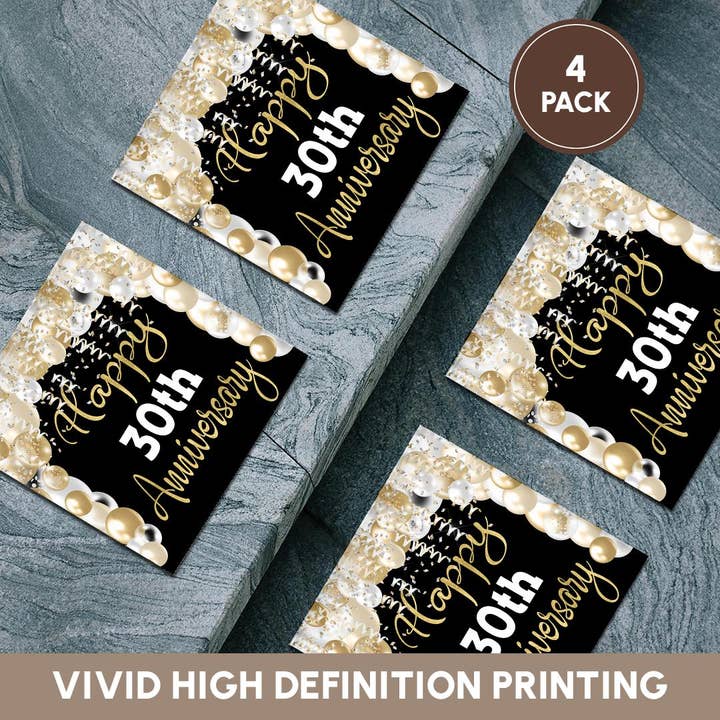 3dRose - Wholesale Coasters - 3dRose, Happy 30th Anniversary Glam Image Of Gold Balloons, Coaster5