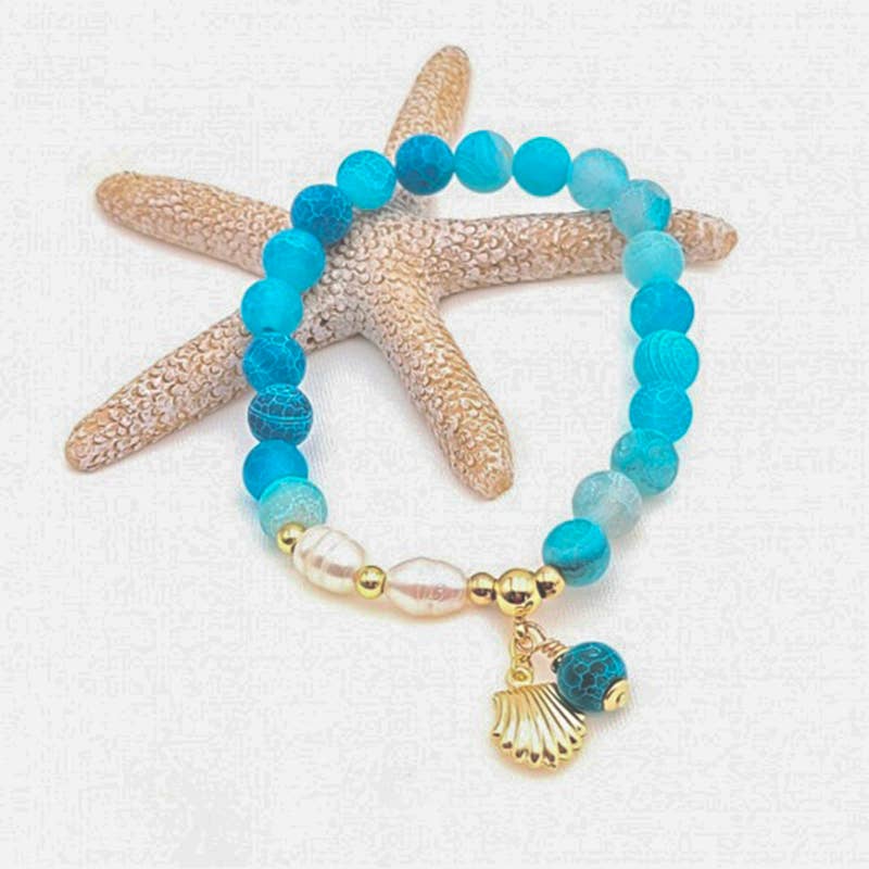 Moira Bijoux Creation - Wholesale Beaded Bracelet - Blue agate wellness bracelet1