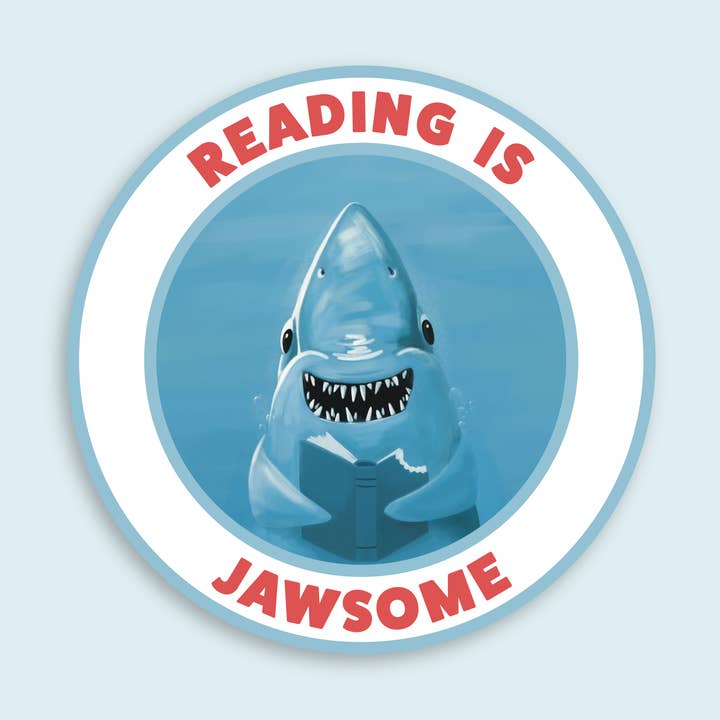 Le Petit Lapin Art Studio - Wholesale Sticker - Reading is Awesome Shark Sticker0