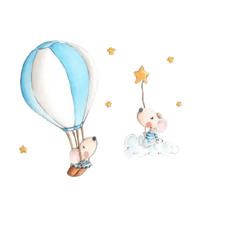 SDC DECOKIDS - Wholesale Wall Decor - Kids & Baby - Children's Decorative Vinyl Stars - Balloon to the Stars Stork Dreams