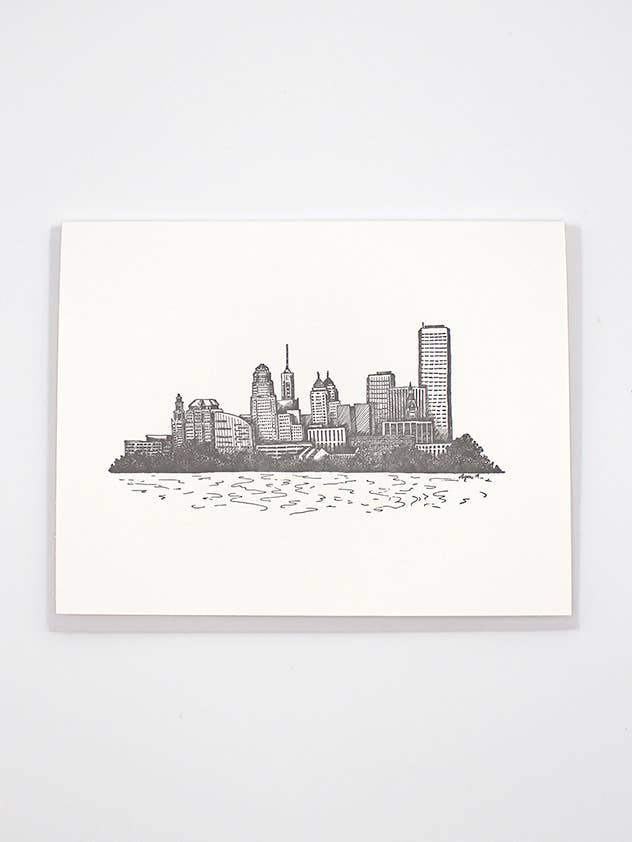Buffalo, NY Skyline Letterpress Grußkarte für den Großhandel von Rust Belt Love Paperie