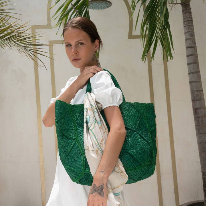 ZanatanyConcepts - Vente Tote bag – femme - Sac Cabas en Raphia Nico3