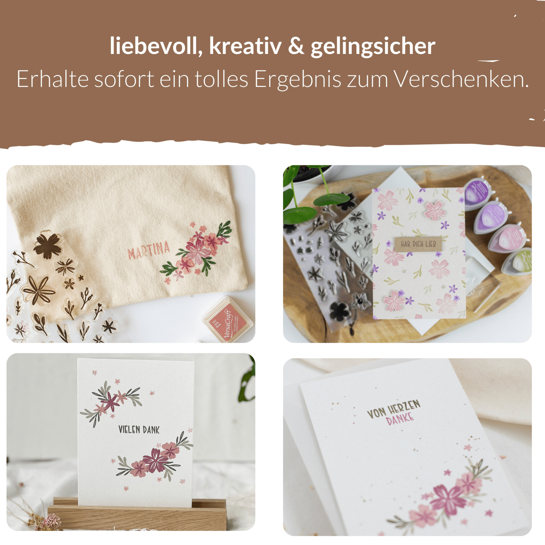 Freulebnis - eine Marke von Unsere kleine Bastelstube – Großhandel Gummi-/Dekostempel – Freulebnis Stempelset Blumenliebe - Clear Stamps2