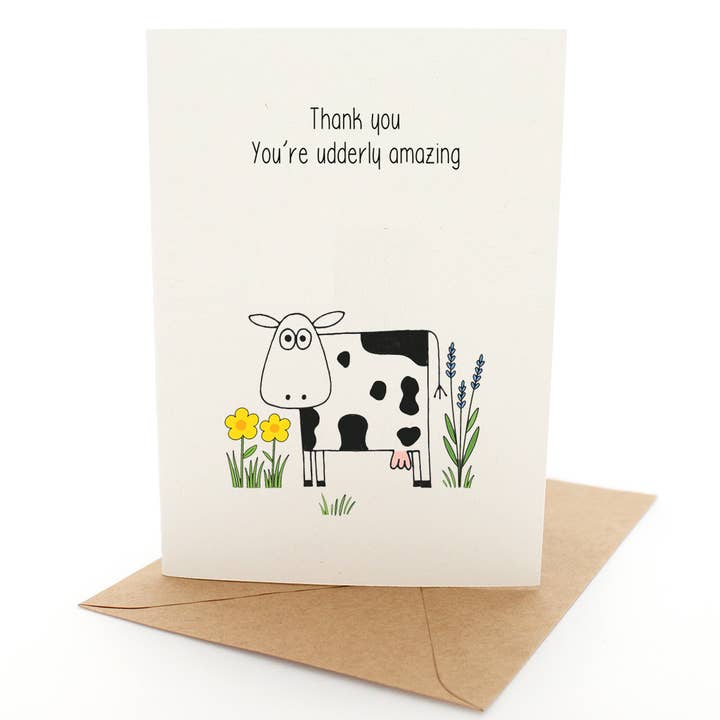 Pleasant Tree - Wholesale Thank you card - Punny Udder