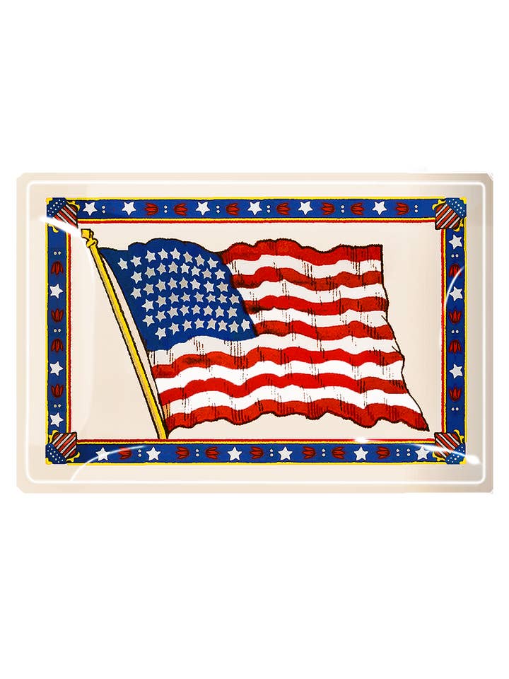 Old Glory American Flag Decoupage Glass Tray for wholesale by Ben's Garden