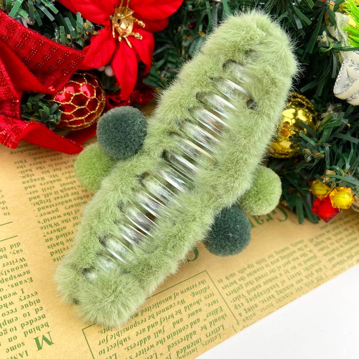 TheDivaSoap - Wholesale Hair Clip - Women's - Plush Pom Pom Christmas Hair Clips3