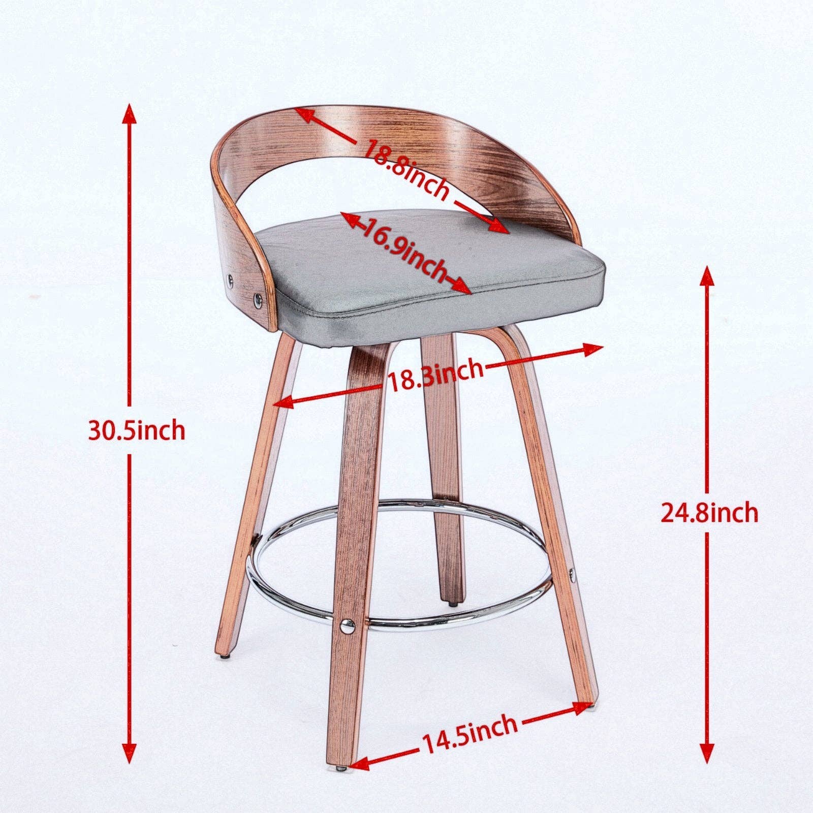 HOMYCASA DESIGN INC - Wholesale Stool - 2PcsMid-Century Swivel Counter Stools with Cushion 25" Heigh6