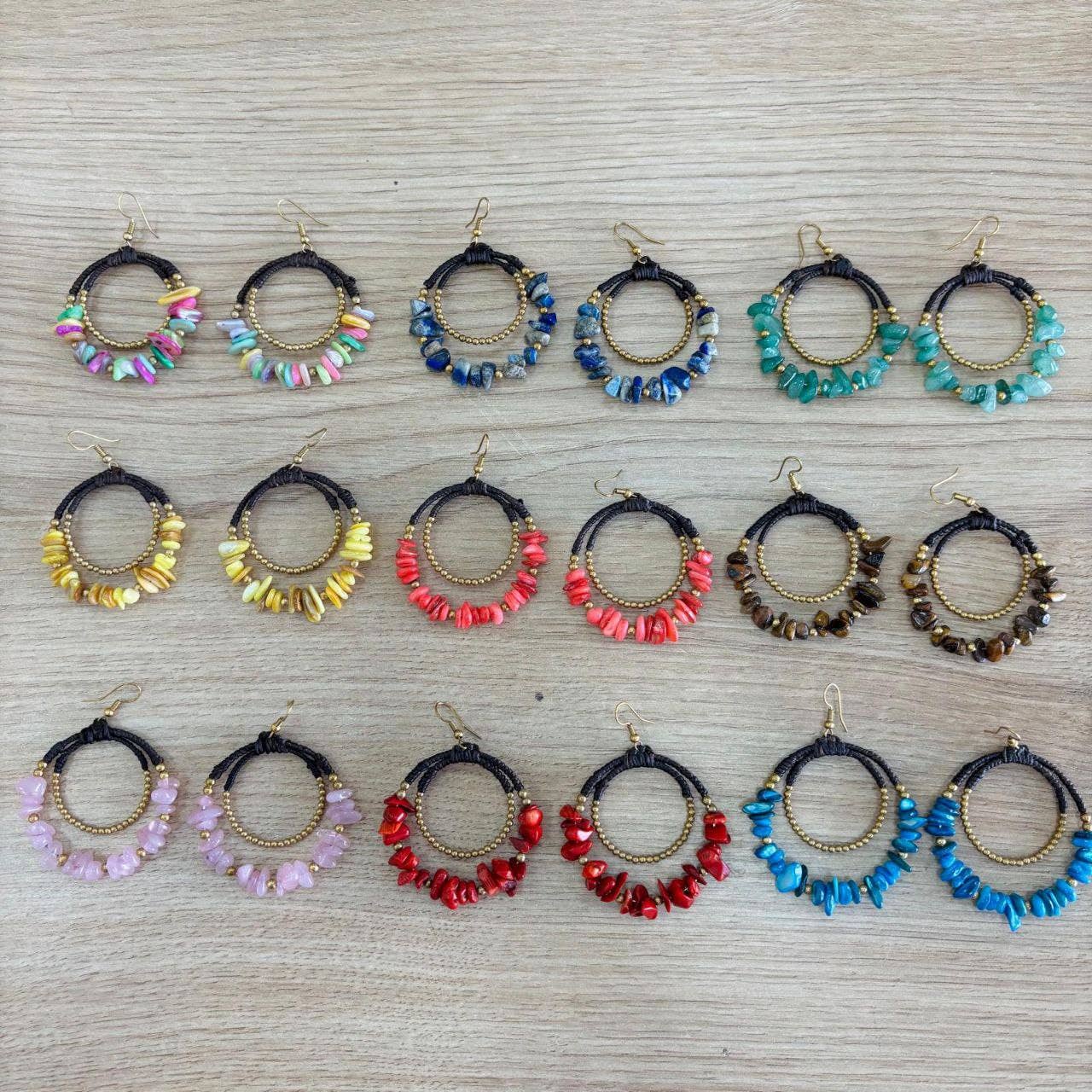 Hecho a mano - Wholesale Dangle Earrings - Round macrame earrings8