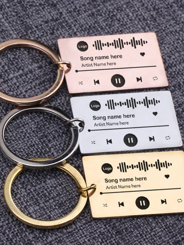 Personalized DIY Custom Music Scan Code Keychain Stainless Steel for wholesale by Fui fui jewelry llc
