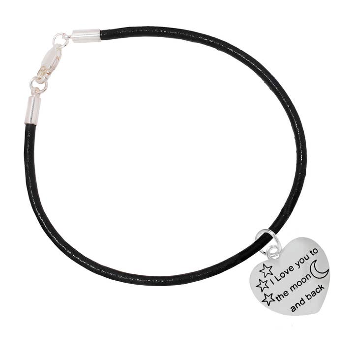 I Love You To The Moon And Back Leather Bracelets for wholesale by The Awareness Company