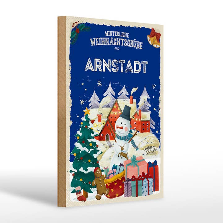 Femer - Wholesale Sign - Wooden sign Christmas greetings ARNSTADT gift 20x30cm